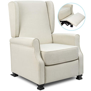 Fabric Recliner Chair Modern Wingback Single Sofa Medieval Living Room Arm Chair Home Theater Seating Push Back Club Chair Reclining with Massage (Beige or Gray)
