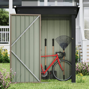 Outdoor Storage Shed 5 x 3 FT Lockable Metal Garden Shed Steel Anti-Corrosion Storage House with Single Lockable Door for Backyard Outdoor Patio