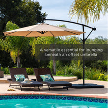 Load image into Gallery viewer, Patio Umbrella 10ft Solar LED Offset Hanging Market Patio Umbrella for Backyard, Poolside, Lawn and Garden w/Easy Tilt Adjustment, Polyester Shade, 8 Ribs - Khaki
