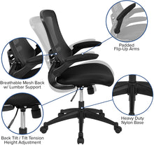 Load image into Gallery viewer, Mid-Back Black Mesh Swivel Ergonomic Task Office Chair with Flip-Up Arms (Black)
