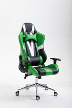 Load image into Gallery viewer, Gaming Office Chair Computer Chair High Back Racing Desk Chair PU Leather Adjustable Seat Height Swivel Chair Ergonomic Executive Chair with Headrest for Adults (Green)
