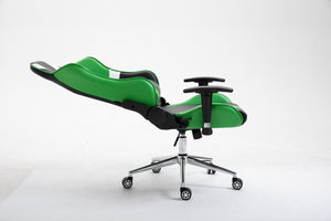 Gaming Office Chair Computer Chair High Back Racing Desk Chair PU Leather Adjustable Seat Height Swivel Chair Ergonomic Executive Chair with Headrest for Adults (Green)