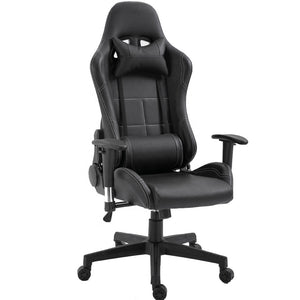 Gaming Chair Office Chair High Back Computer Chair PU Leather Desk Chair PC Racing Executive Ergonomic Adjustable Swivel Task Chair with Headrest and Lumbar Support (Black)