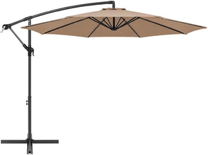 Patio Umbrella Cantilever Umbrella Offset Umbrella Market Deck Umbrella Outdoor 10' Hanging Umbrella with Base for Garden Backyard Poolside (Khaki or Burgundy))